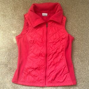 Columbia quilted fleece zip up vest woman’s small bright pink Barbiecore